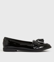 New Look Black Patent Tassel Rounded Loafers